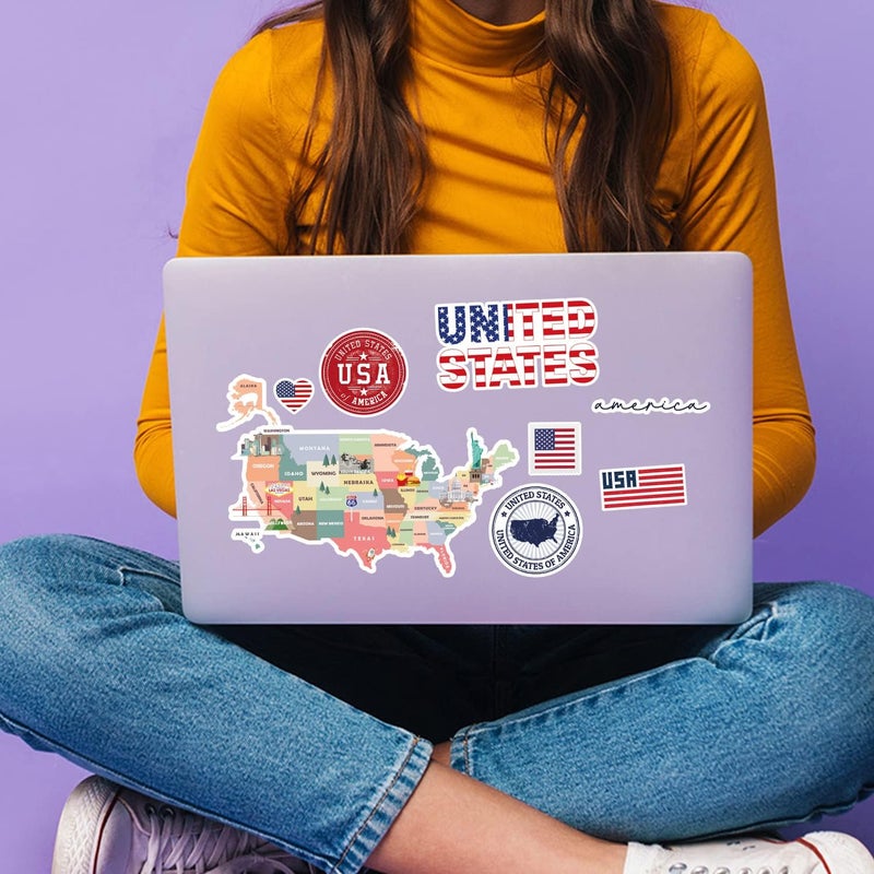 DV DESIGN A5 Sticker Sheet United States Vinyl Stickers - USA America Landmarks Map Flag Country Holiday Travel #78475 Multi-market varied design options - Image 3