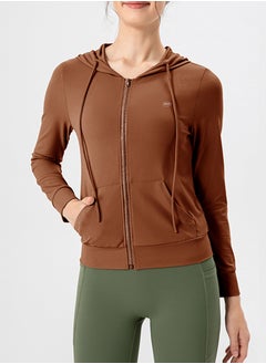 Casual White Loose Hooded Zipper Autumn and Winter Jacket