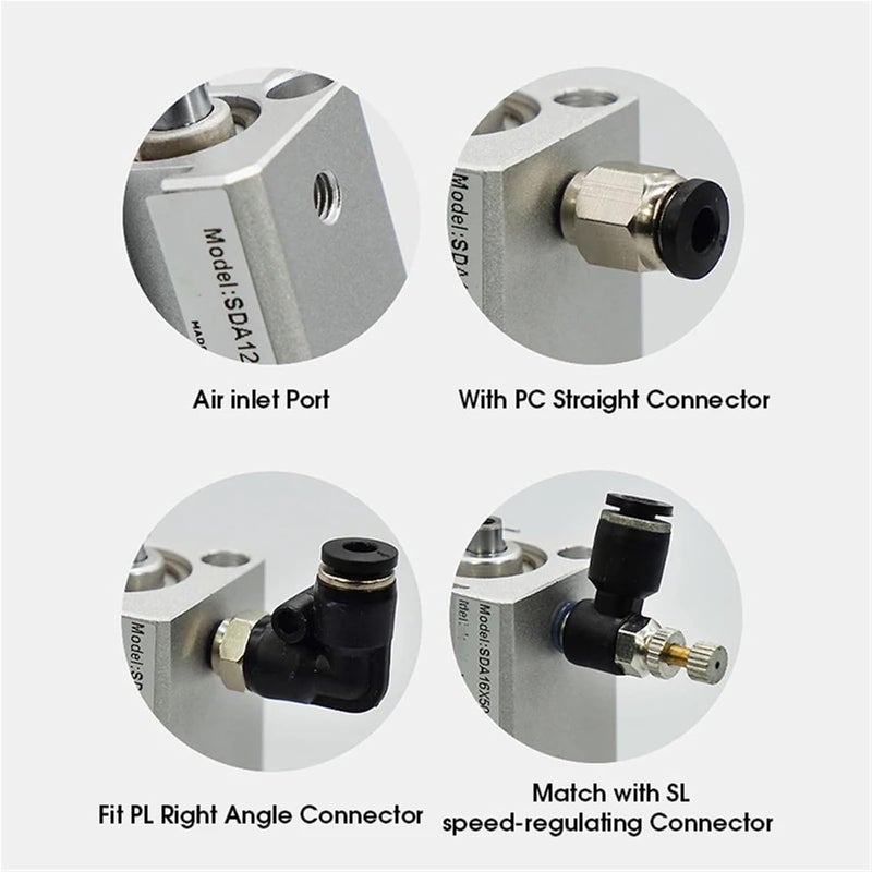 SDA Compact Cylinder SDA16 SDA20 SDA25 SDA32 SDA40 SDA50 SDA63 SDA80 Stroke 10/20/30/40 Double Acting Pneumatic Piston Cylinder(Stroke 40mm,Bore 63mm) - Image 2