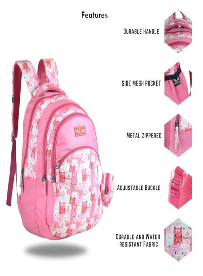 Ligo 19 Inch Catseye Backpack Bags for Boys & Girls | Suitable for 4th to Above Standard Kids (Peach) - Image 3