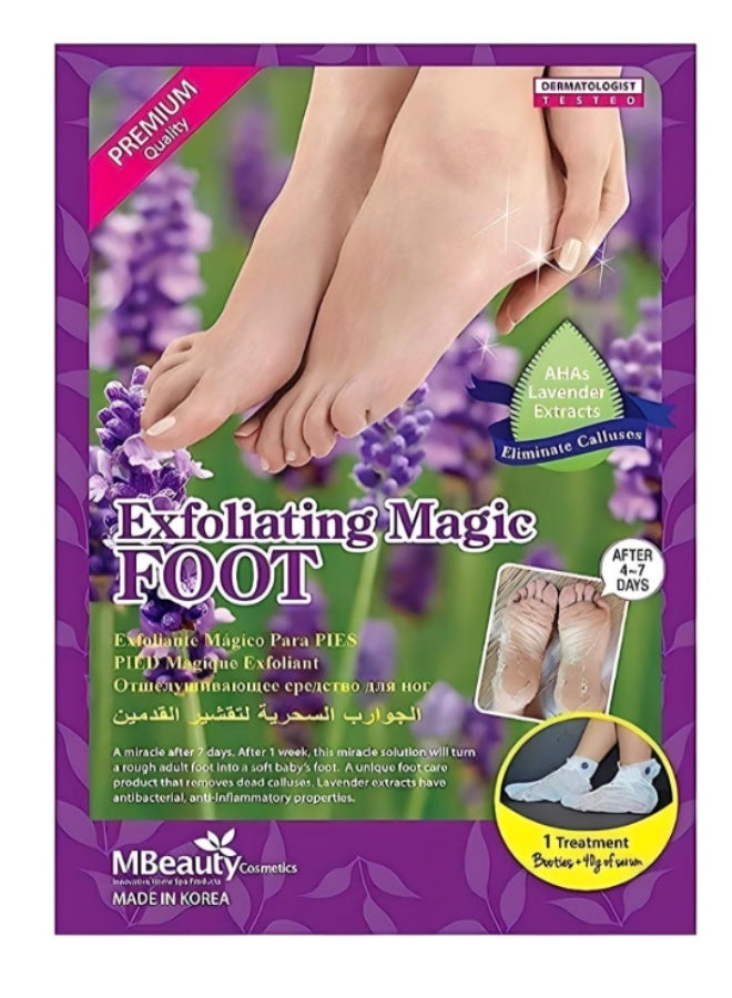 MBeauty Exfoliating Magic Foot Socks, Single Use 1 Pair Moisturizing Socks, Softens & Removes Dead Calluses - pack of 1 - Image 1