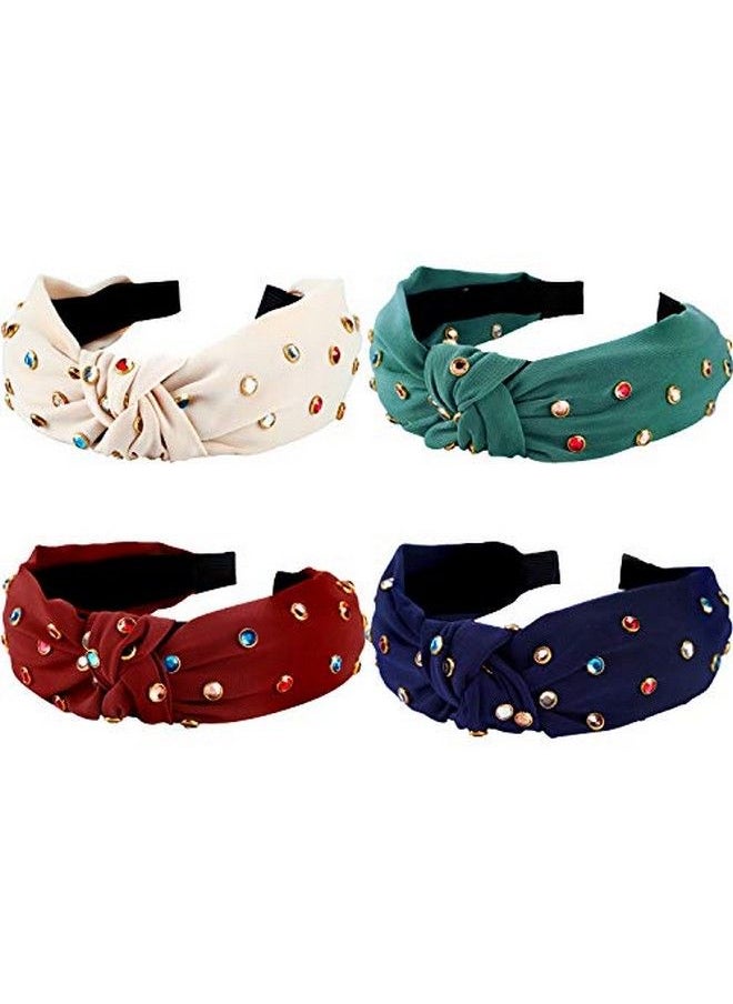 WILLBOND 4 Pcs Rhinestone Headband For Women Girls Embellished Twist Knot Headbands Wide Hair Hoop Hair Band Hair Decoration  - Image 2