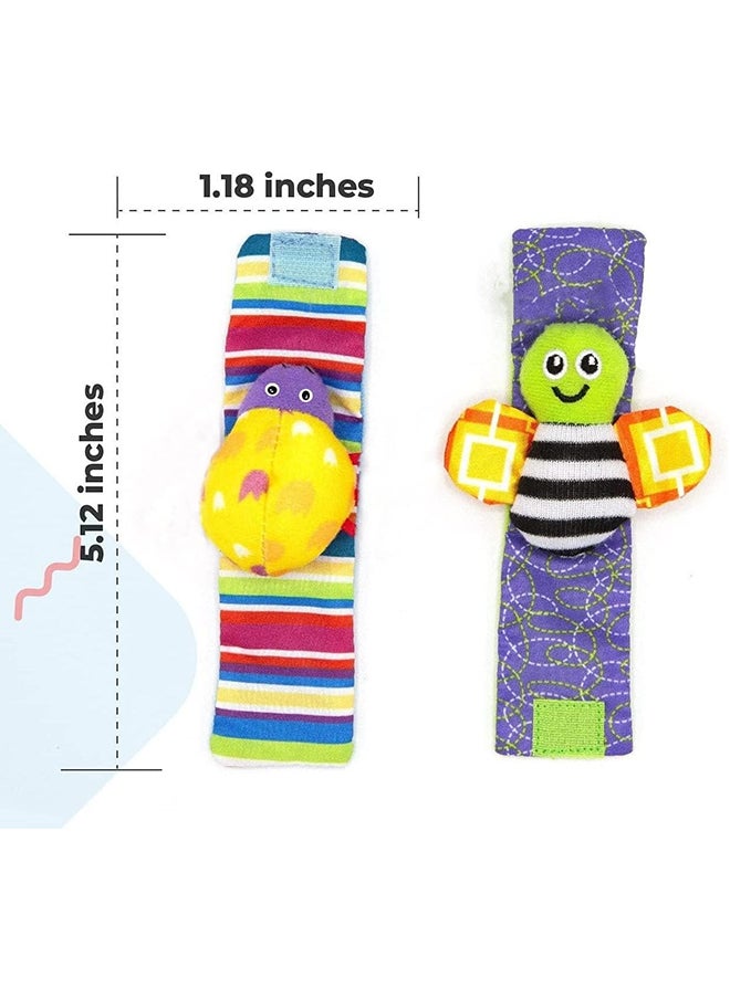 SKY-TOUCH Pack Of 4 Baby Rattles Toys Wrist And Socks, 0-3-6-12 Months  - Image 3