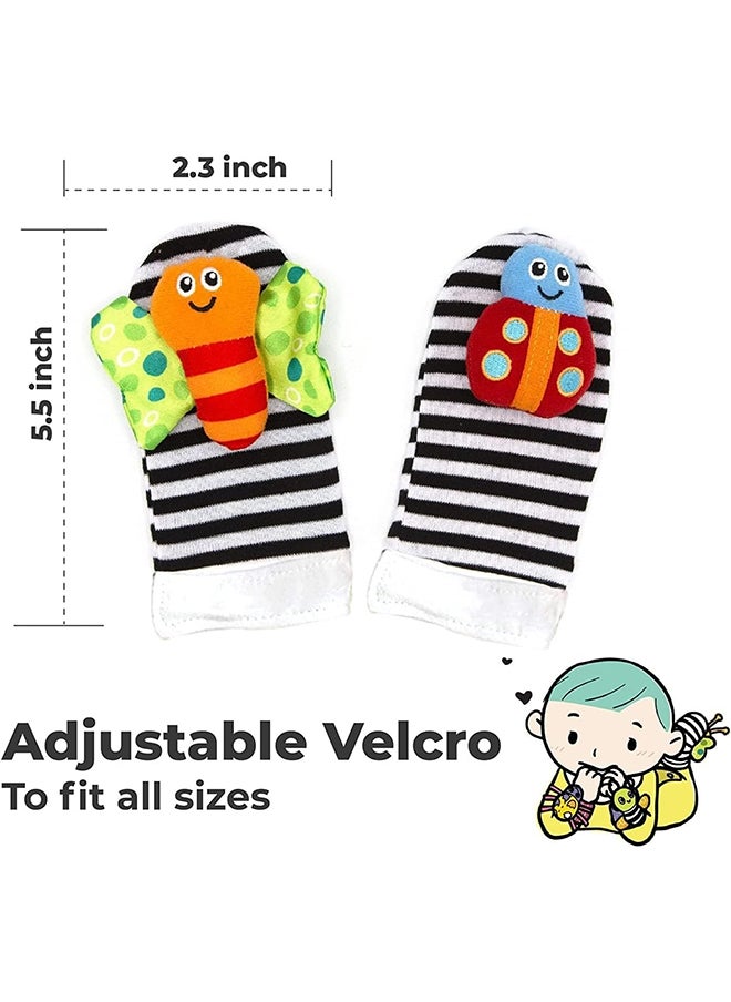 SKY-TOUCH Pack Of 4 Baby Rattles Toys Wrist And Socks, 0-3-6-12 Months  - Image 4