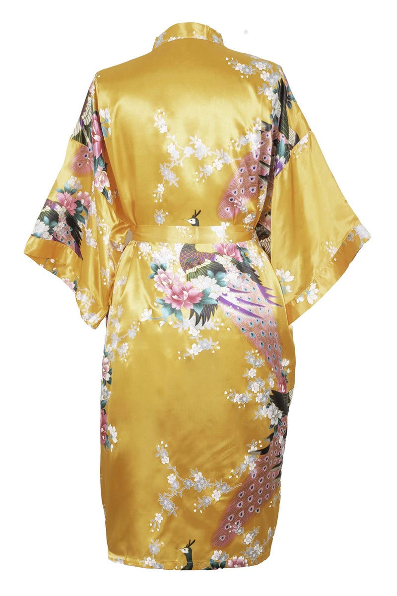 CCcollections Long Kimono Robe for Women, Premium Lightweight Peacock Bridesmaid Robe, Bridal Shower, Birthday Womenâ€™s Gift - Image 2