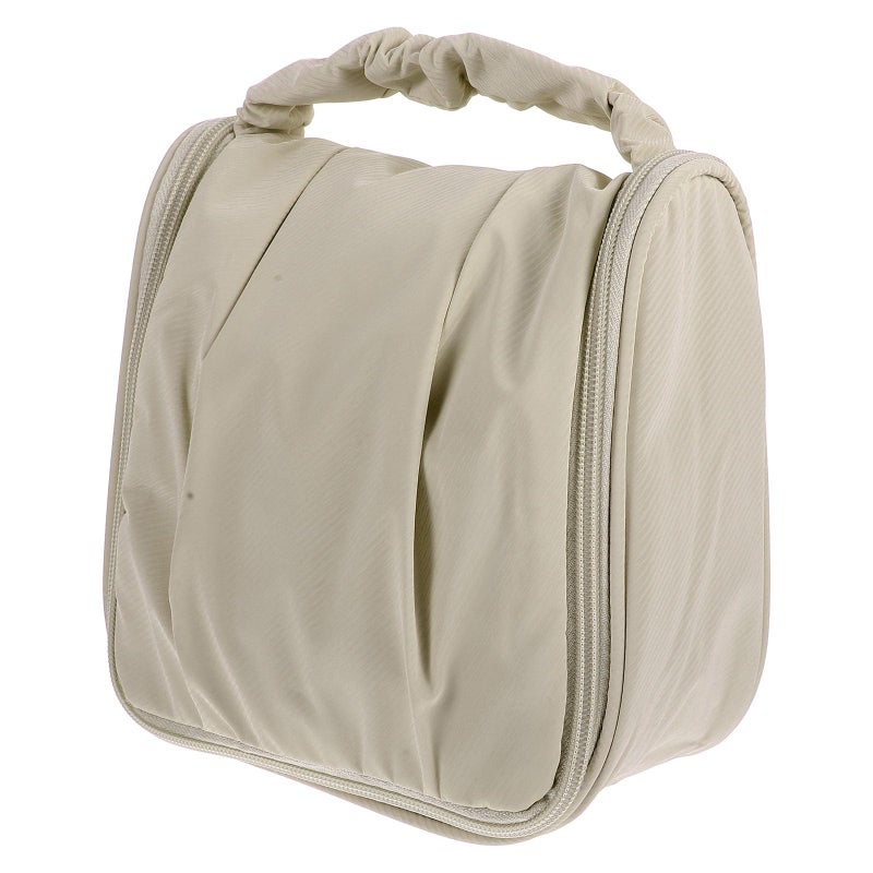 Large Capacity Waterproof Travel Cosmetic Bag Wet Dry Separation Toiletry Pouch Beige - Image 2
