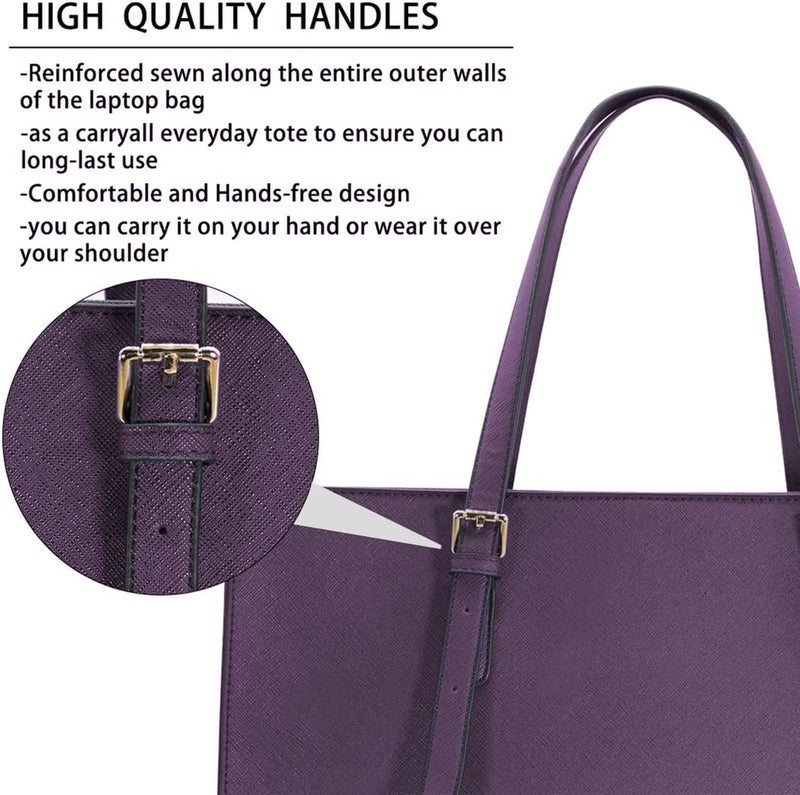 NUBILY Laptop Bag for Women Waterproof Lightweight Leather 15.6 Inch Computer Tote Bag - Image 5