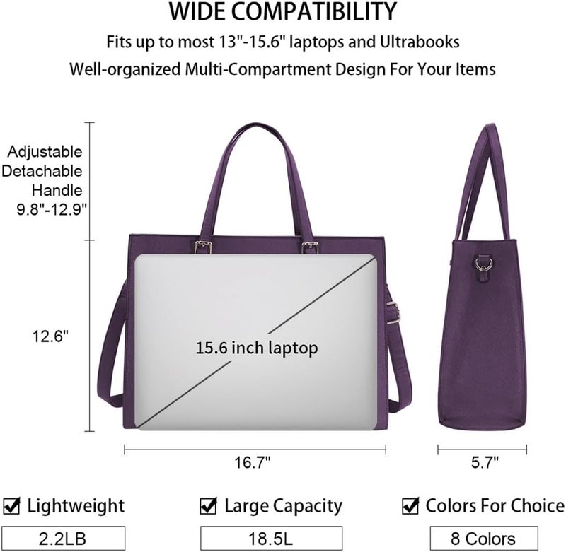 NUBILY Laptop Bag for Women Waterproof Lightweight Leather 15.6 Inch Computer Tote Bag - Image 3