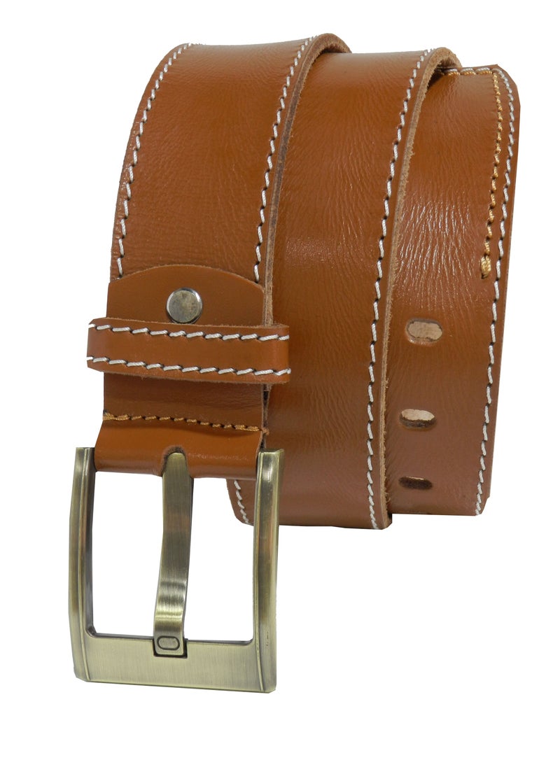 LAVERI LEATHER GENUINE LEATHER 45 MM CASUAL JEANCE BELT FOR MENS IN TAN  - Image 2