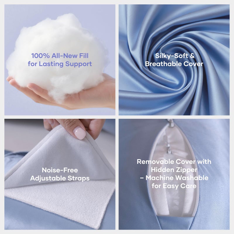 NOONTIDE Pregnancy Pillows for Side Sleeping - Adjustable Belly & Back Support Pillow,H Shaped Full Body Maternity Pillow with Cooling Removable Cover, for Pregnant Women and Adults(Blue) - Image 5