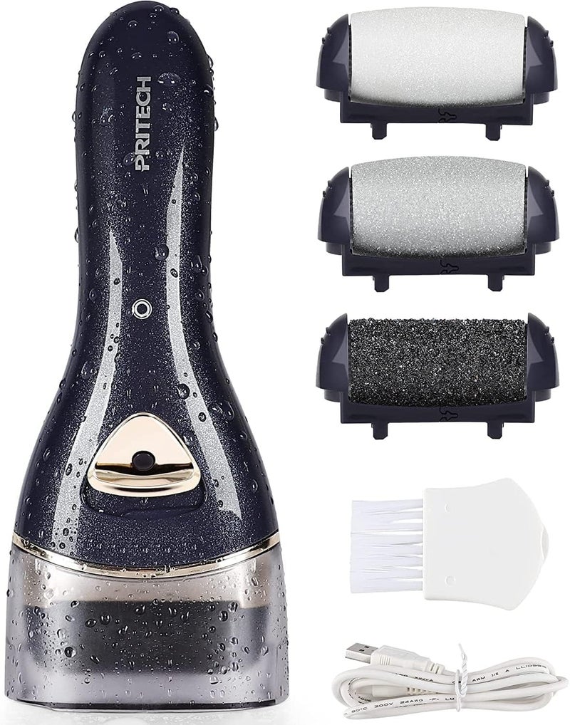pritech Electric Foot Callus Removers, Portable Electronic Foot File Pedicure Tools, Electric Callus Remover Kit, Professional Pedi Feet Care for Dead, Hard Cracked Dry Skin (Black) - Image 1