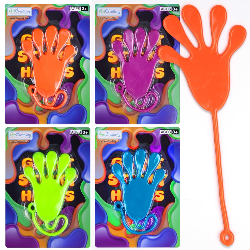 ArtCreativity Giant Sticky Hands for Kids 4 Pack of 12Inch Big Sticky Slappy Hand in 4 Colors Stretch Up to 5 Feet Large Slap Hands Squishy Fidget Toys Set Party Favors - Image 3