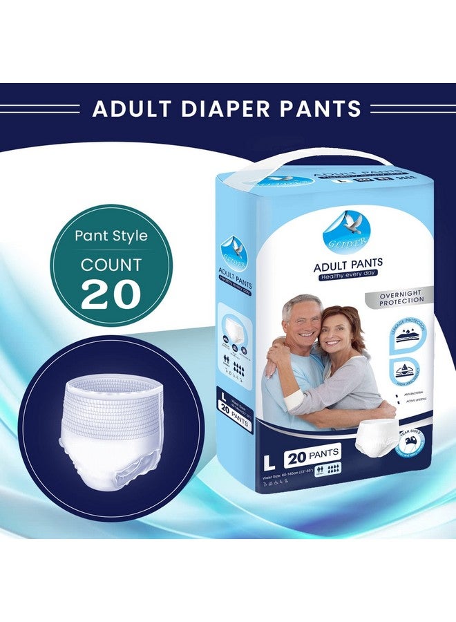GLIDER GLIDER Pull Up Pants Adult Diapers L 20 Pcs,Maximum Absorbency with Overnight Protection for Active Men and Women (60-140cm | 23-55 inches) - Image 2