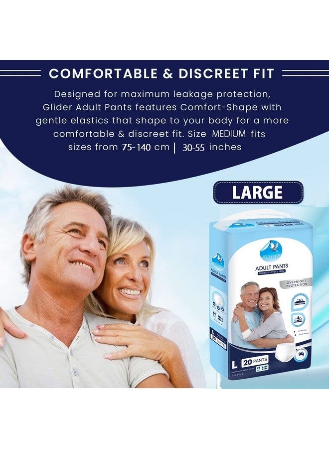GLIDER GLIDER Pull Up Pants Adult Diapers L 20 Pcs,Maximum Absorbency with Overnight Protection for Active Men and Women (60-140cm | 23-55 inches) - Image 3