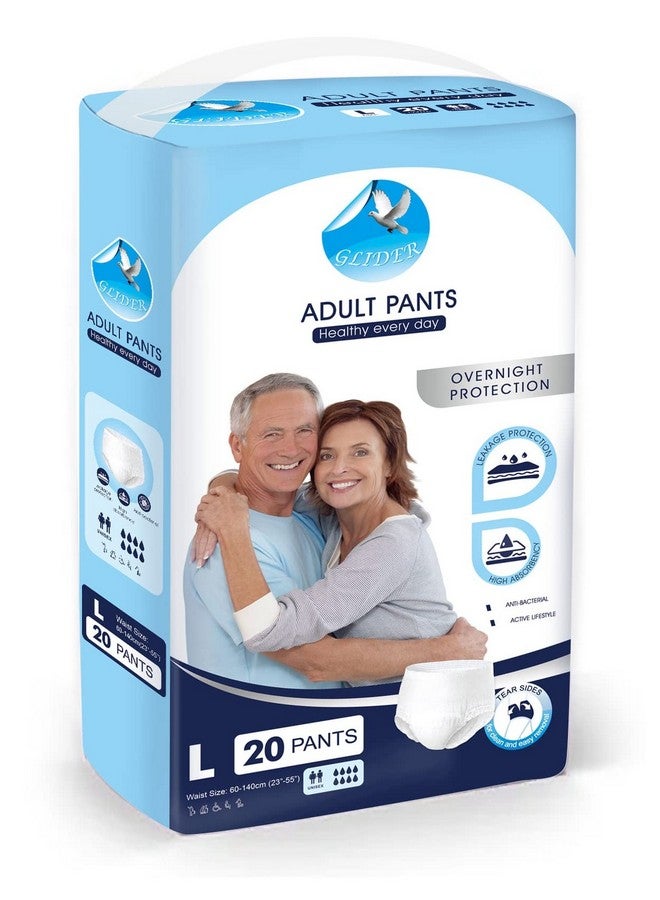GLIDER GLIDER Pull Up Pants Adult Diapers L 20 Pcs,Maximum Absorbency with Overnight Protection for Active Men and Women (60-140cm | 23-55 inches) - Image 1