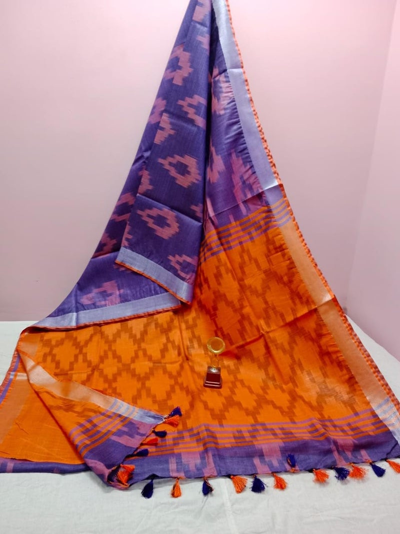 HAIDER ALI AND SONS Cotton Ikkat Saree For Women |Traditional Saree Ikat Design With Blouse Piece For Women & Girls | 6.50 Meters (Saree - 5.50 Mtrs, Blouse Piece - 100 Cms)_35, Multicolor - Image 2