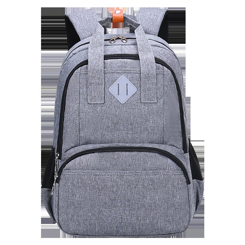 New leisure Junior High School High School schoolbag children Korean large capacity backpack printed logo wholesale Grey 