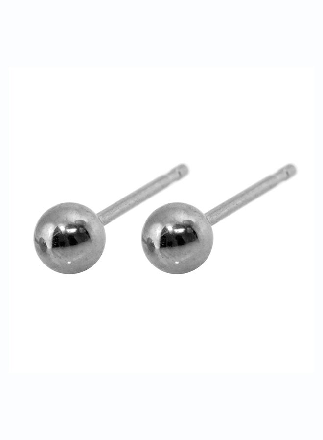 Caflon Fashion Sense | White Stainless Ball Earring - 4 Mm