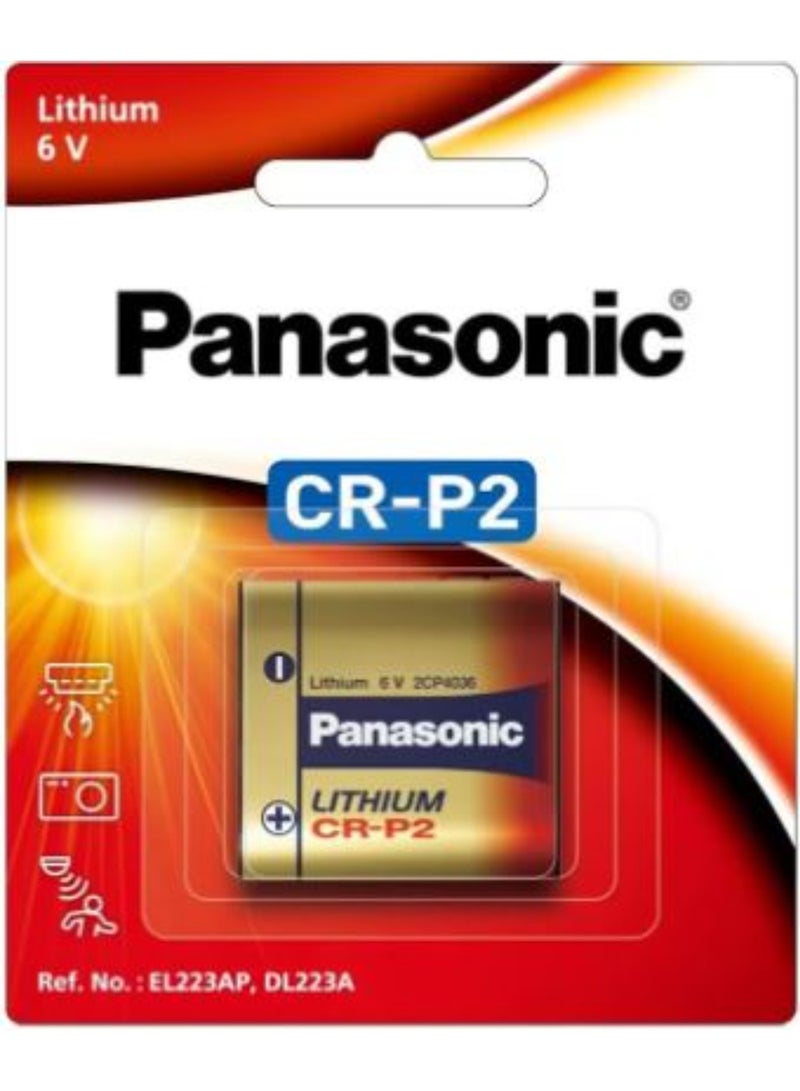 Panasonic CR-P2 Lithium 6V Battery - One Card. Made in U.S.A