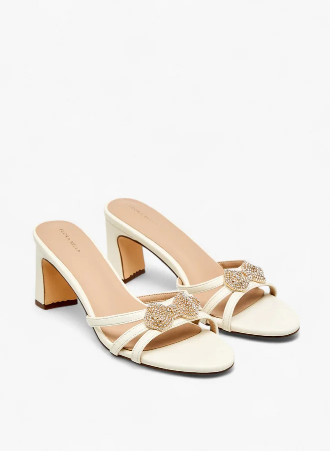 فلورا بيلا من شو إكسبرس Women's Bow Embellished Slip-On Sandals with Block Heel