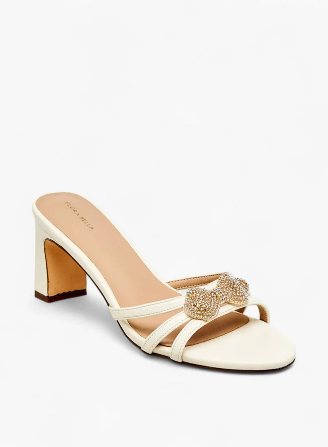 فلورا بيلا من شو إكسبرس Women's Bow Embellished Slip-On Sandals with Block Heel