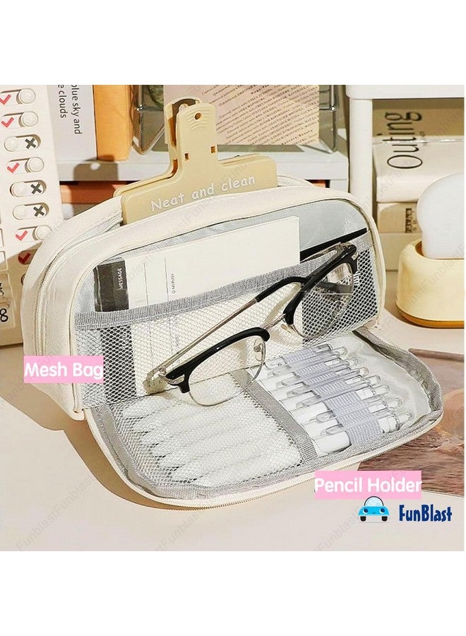 فنبلاست حقيبة أقلام فن بلاست، حافظة أقلام للبنات، حافظة تنظيم أدوات مكتبية كبيرة السعة، منظم أقلام أنيق، حقيبة متعددة الأغراض بسحاب للأطفال والكبار (أرجواني) - Image 3