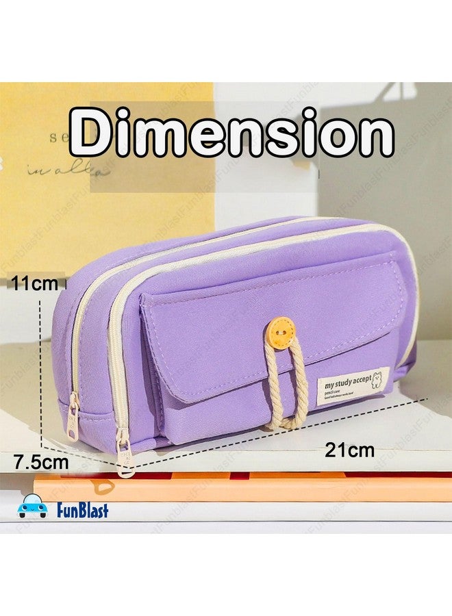 فنبلاست حقيبة أقلام فن بلاست، حافظة أقلام للبنات، حافظة تنظيم أدوات مكتبية كبيرة السعة، منظم أقلام أنيق، حقيبة متعددة الأغراض بسحاب للأطفال والكبار (أرجواني) - Image 4