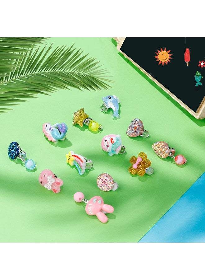 Hicdaw 25Pairs Kids Clip On Earrings Clip On Earrings for Girls Play Earrings for Party Favor Kids Princess Play Jewelry - Image 5
