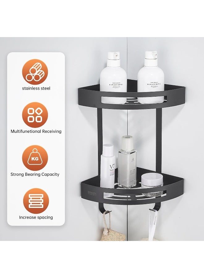 BRIMIX رفوف الحمام BRIMIX من الفولاذ المقاوم للصدأ SUS 304، رف دش مثبت على الحائط، منظم دش زاوي (أسود) - Image 3