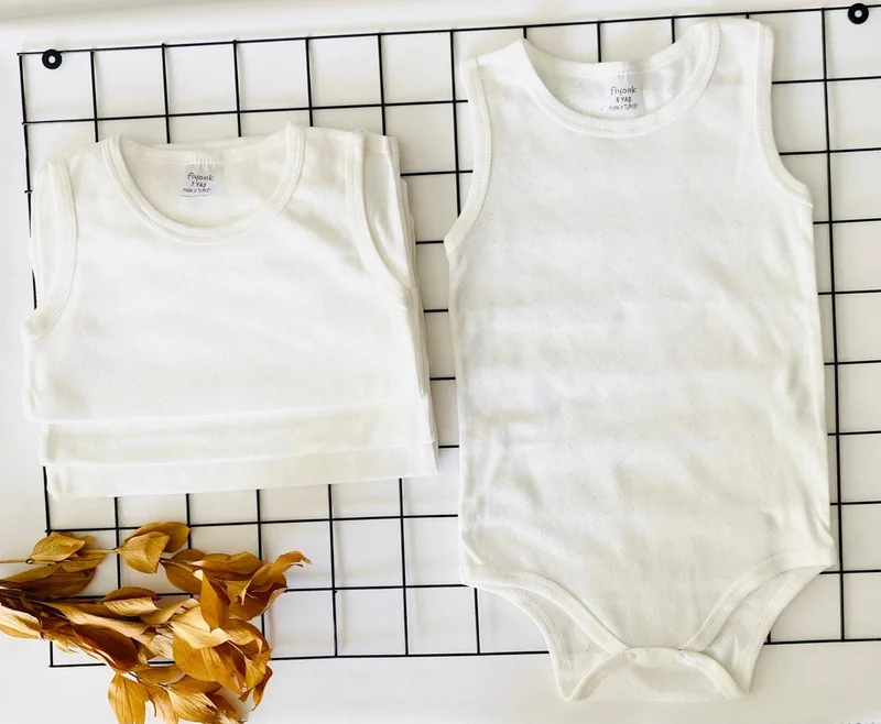 مياكيدزورلد Jacquard Undershirt Set Four Seasons Soft Textured Large Size 6 -7-8-9 Years 5 Pack