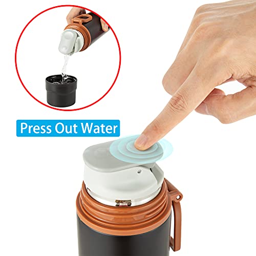 Lzznom Insulated Water Bottle-Stainless Steel Vacuum Coffee Cup with Handle,Flask Double Walled Sport Travel Mug with Leakproof Lid,Keep Hot & Cold 12 Hours BPA Free 15oz(Black) - Image 4