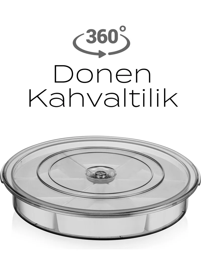 Kitchen Life Large Size 6 Compartment 360 Degree Rotating Breakfast Set - Round Breakfast Set with Detachable Bowl
