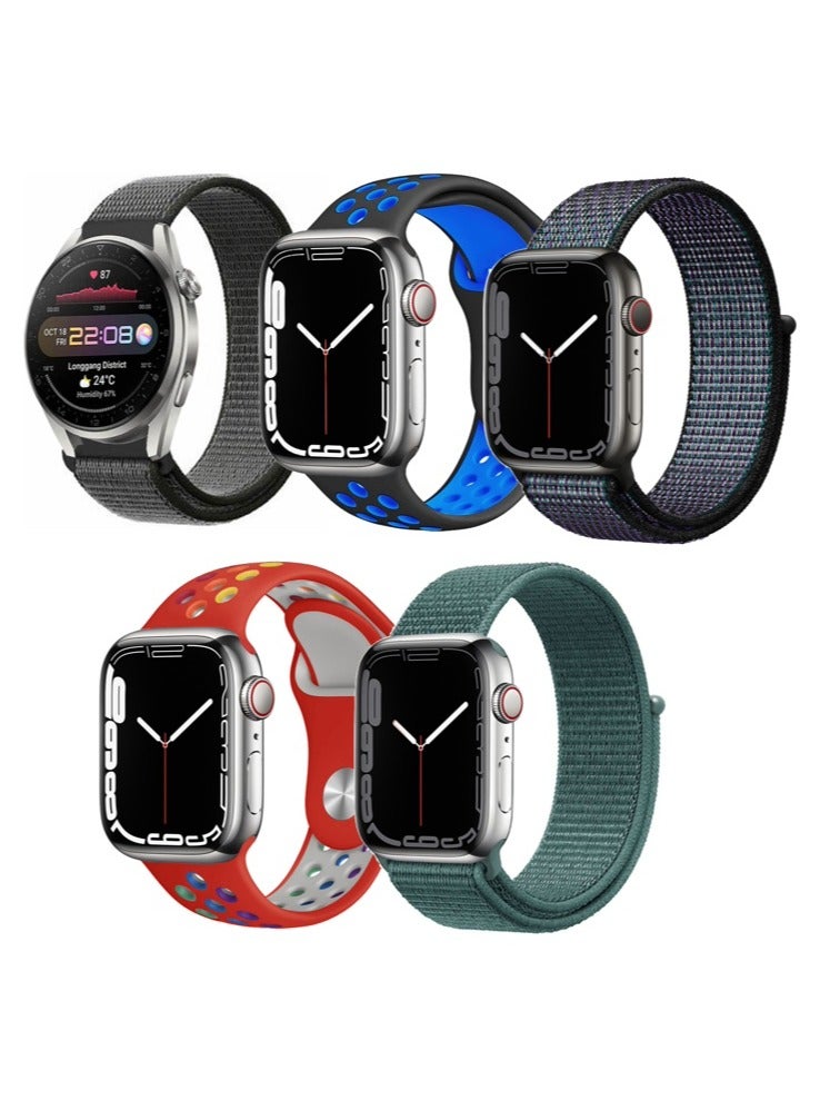 Perfii 5pcs Watchband Bundle Compatible with all Samsung, Huawei, Amazfit, Fitbit and Honor with 20mm band size - Image 1