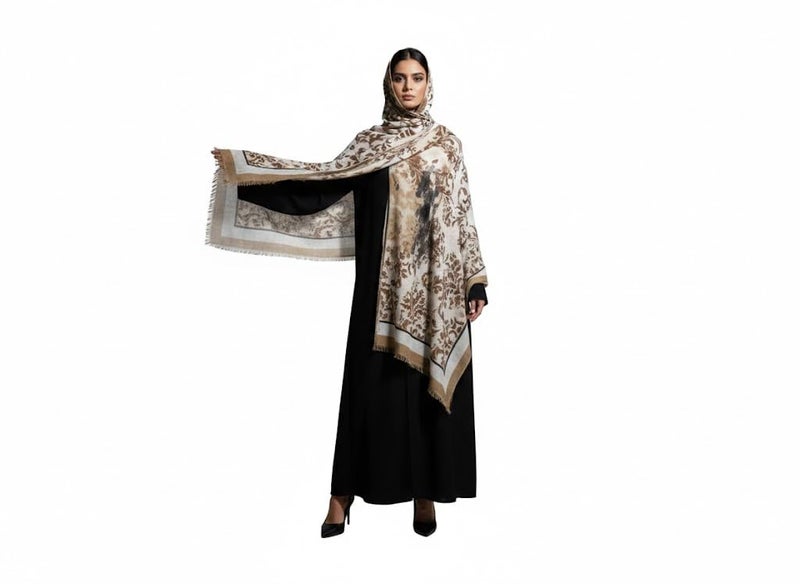 Bisha Pish-101-2428-SM-Multi color-4 Leaves Print Soft Fabric Hijab Scarf for Women, 75x180 cm - Multicolor
