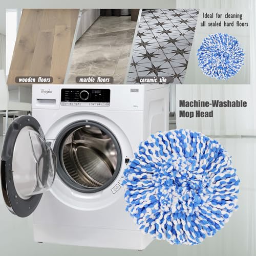 FAMEBIRD 4 Pack Spin Mop Replacement Heads Microfiber Mop Refills Compatible with 2 Tank System Replace Head Safe for Cleaning All Hard-surfaced Floors Includes 1 Extra Mop Replacement Base - Image 4
