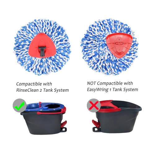 FAMEBIRD 4 Pack Spin Mop Replacement Heads Microfiber Mop Refills Compatible with 2 Tank System Replace Head Safe for Cleaning All Hard-surfaced Floors Includes 1 Extra Mop Replacement Base - Image 2