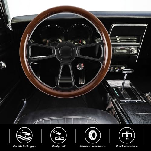 QYMOPAY 5 Hole 3 Spoke Vintage Steering Wheel, 14 inch Universal 5 Hole Racing Steering Wheel, Fits most 5-hole Car - Image 5