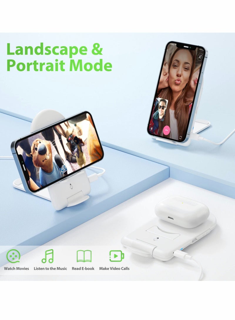 Captaintech Wireless Charger 15W Fast Wireless Charging Stand Foldable Qi Charger for iPhone 14/14 Plus/14 Pro/14 Pro Max/13/13 Mini/13 Pro Max/SE 2022/12/11/X/8,Galaxy S22/S21/S20/S10(No AC Adapter) - Image 3