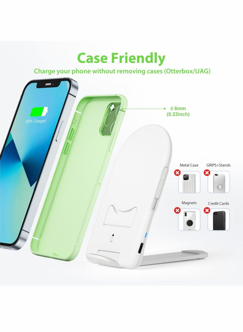 Captaintech Wireless Charger 15W Fast Wireless Charging Stand Foldable Qi Charger for iPhone 14/14 Plus/14 Pro/14 Pro Max/13/13 Mini/13 Pro Max/SE 2022/12/11/X/8,Galaxy S22/S21/S20/S10(No AC Adapter) - Image 5
