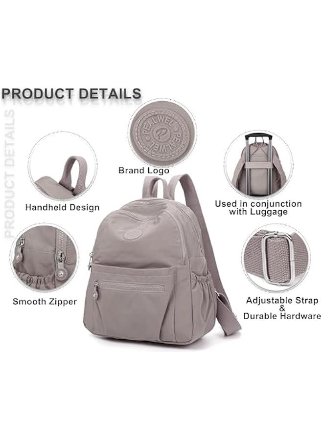 Arabest Mini Backpack Purse for Women,Small Nylon backpacks for Ladies Backpacks Women Anti Theft Travel Bag (A-Khaki) - Image 4