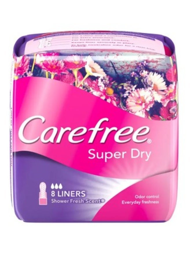 Carefree Super Dry Panty Liners Shower Fresh Scent 8 Liners – Daily Freshness, Dry Comfort & Feminine Hygiene - Image 2