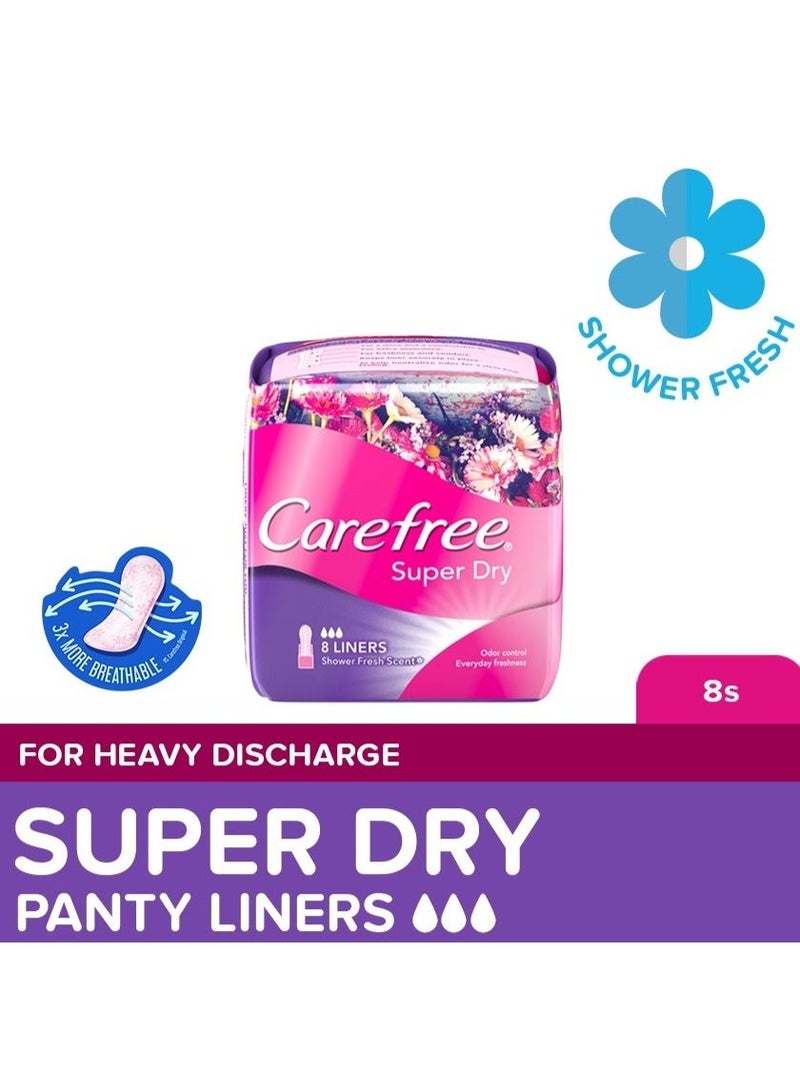 Carefree Super Dry Panty Liners Shower Fresh Scent 8 Liners – Daily Freshness, Dry Comfort & Feminine Hygiene - Image 3