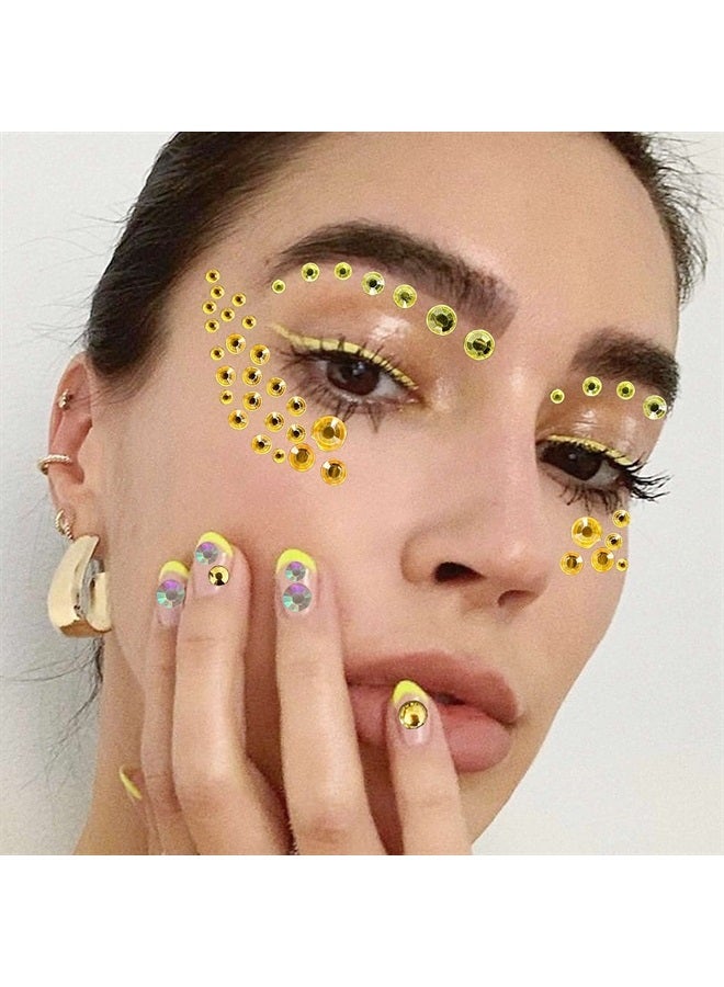 Bilizar 6 Sheets Bindi Dots Face Jewels Face Jewelry For Women Face Gems Stick On Eye Forehead Crystals Sticker Tears Rainbow Pearl Rhinestones For Makeup Party Festival Accessory Nail Art Decoration - Image 2