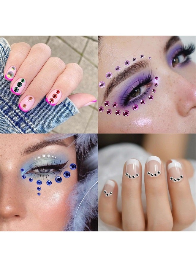 Bilizar 6 Sheets Bindi Dots Face Jewels Face Jewelry For Women Face Gems Stick On Eye Forehead Crystals Sticker Tears Rainbow Pearl Rhinestones For Makeup Party Festival Accessory Nail Art Decoration - Image 3