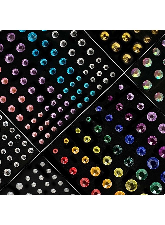 Bilizar 6 Sheets Bindi Dots Face Jewels Face Jewelry For Women Face Gems Stick On Eye Forehead Crystals Sticker Tears Rainbow Pearl Rhinestones For Makeup Party Festival Accessory Nail Art Decoration - Image 4