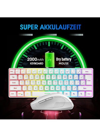 ROCK POW Arabic English 2.4G Wireless Gaming Keyboard and Mouse Combo, Include Small 60% Merchanical Feel Keyboard, Ergonomic Design Mini Wireless Mouse - view 3