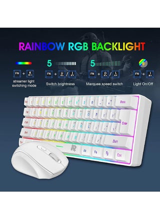 ROCK POW Arabic English 2.4G Wireless Gaming Keyboard and Mouse Combo, Include Small 60% Merchanical Feel Keyboard, Ergonomic Design Mini Wireless Mouse - view 4