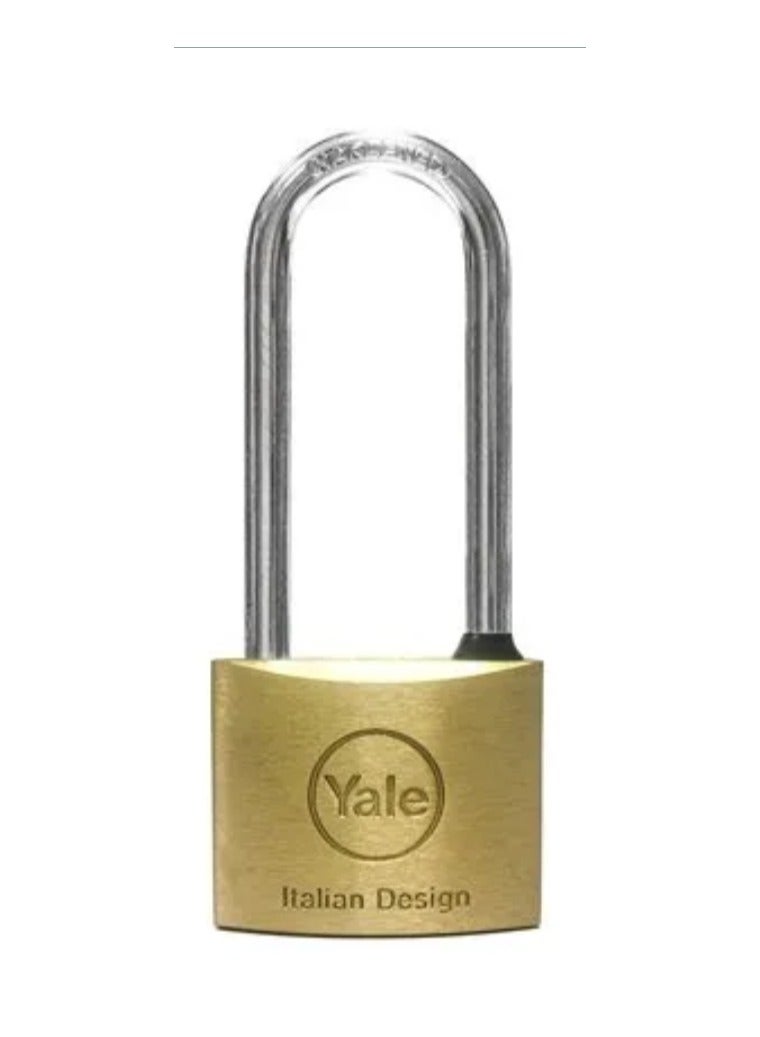 Yale 113 Series Long Shackle Padlock 60mm Polished Brass with Double-Locking 15‑0110‑6128‑00‑0211 