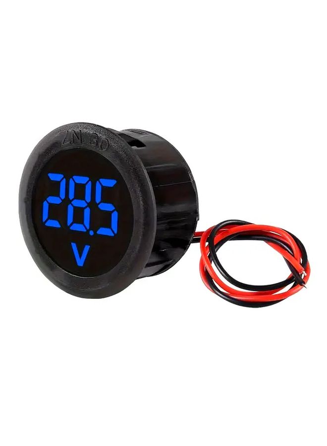 DC Volt Meter 4 100V LED Digital Display Round 2 Wire Voltmeter Blue Voltage Current Meter Tester Detector Monitor Panel - Image 1