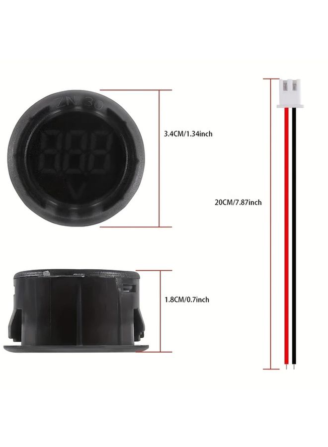 DC Volt Meter 4 100V LED Digital Display Round 2 Wire Voltmeter Blue Voltage Current Meter Tester Detector Monitor Panel - Image 4